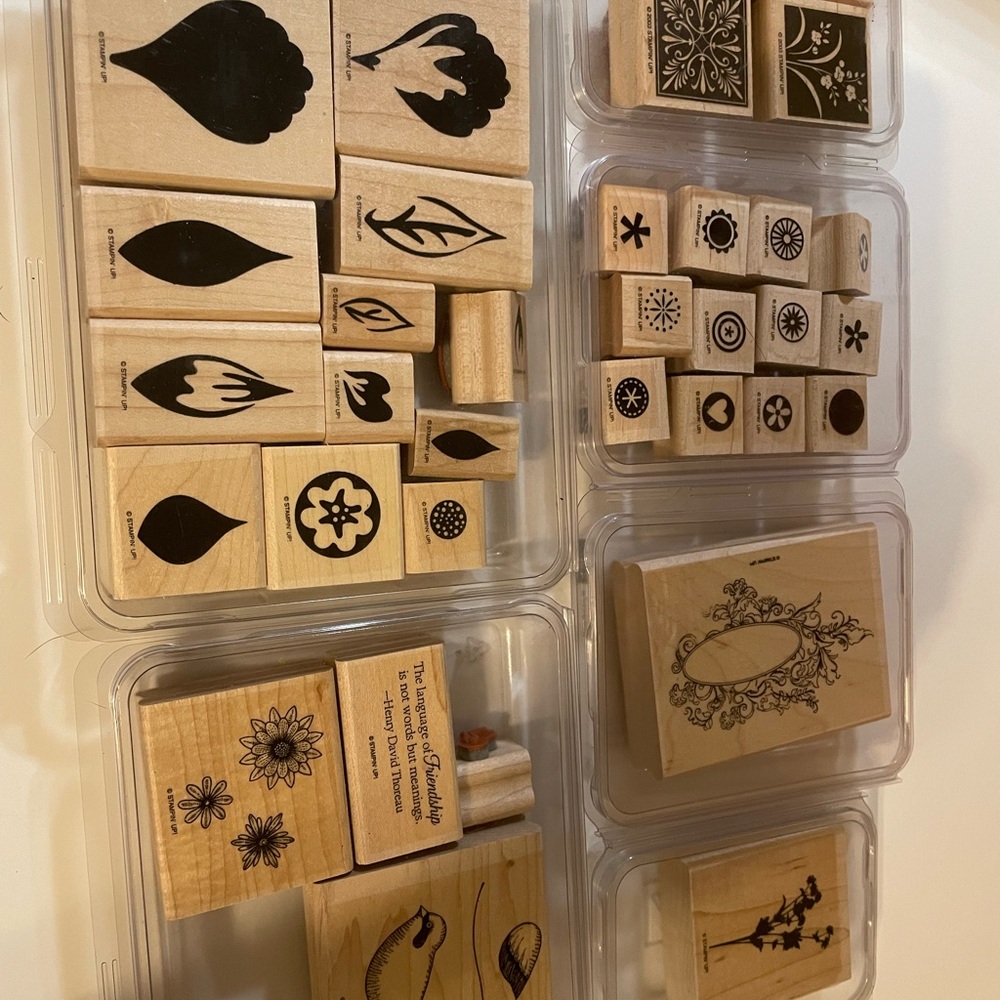 “Stamp n Up” 6 NEW Sets of 34 Red Rubber Wood Base stamps for Scrapbooking - Picture 1 of 16